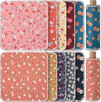 Redbaker 50 Pcs Reusable Paper Towels Paperless Reusable Cotton Cloths Toilet Absorbent Washable Paper Towels with Roll Kitchen Dishcloth for Kitchen Paperless Dishcloths(Vintage)