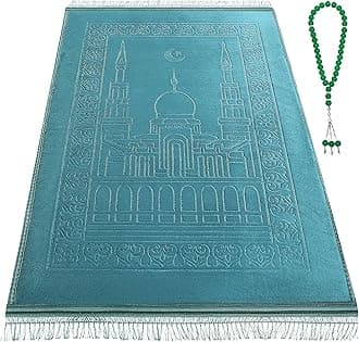 Muslim Prayer mat Extra Soft and Thick Padded Rug for Eid Travel Ramadan Islamic Gift and Great for Knees and Forehead