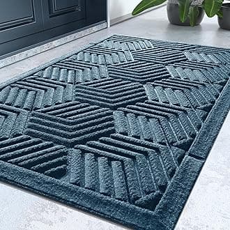 Yimobra Door Mats Outdoor 29.5x17, All-Season Waterproof Outdoor Mats for Front Door Entrance with Drainage Holes, Heavy Duty Non-Slip Doormat for Garage Patio Entryway Indoor, Blue