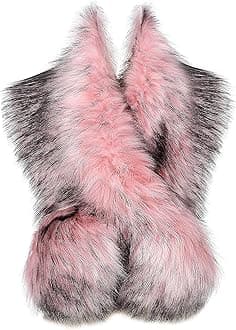 BABEYONDWomen's Faux Fur Shawl Party Faux Fur Collar Fur Wraps for Winter Bridal Wedding Cover Up
