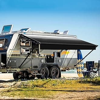 YESCAMP Manual RV Awning Complete Kit Retractable Camper Awning for RV or Trailers RV Roll Out Awning for Camper or 5th Wheel,Travel Trailers,Toy Haulers,Motohome(11Ft,Black Frame,Black Fade)