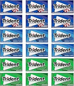 Trident Sugar-Free Chewing Gum Variety Pack Candy, Spearmint, Perfect Peppermint & Original Flavor, 18 Packs of 14 Pieces (252 Total Pieces)