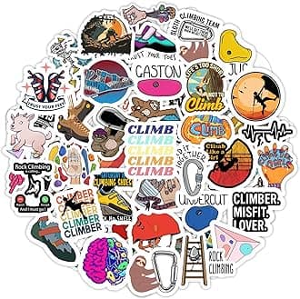 BulbaCraft Rock Climbing Stickers for Water Bottle and Laptop - Rock Climbing Party Supplies & Decorations, Waterproof Vinyl Decals, Adventure and Sport Stickers, Gifts for Women & Men