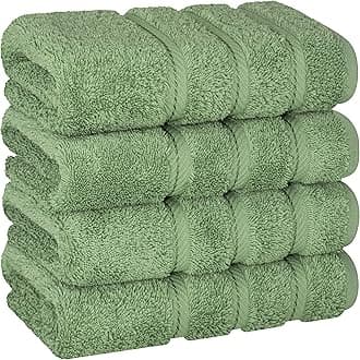 American Soft Linen Luxury Hand Towels for Bathroom, 600 GSM Heawy Weight 16x28 Size 100% Cotton Turkish 4 Piece Hand Face Towel Set, Sage Green Hand Towels