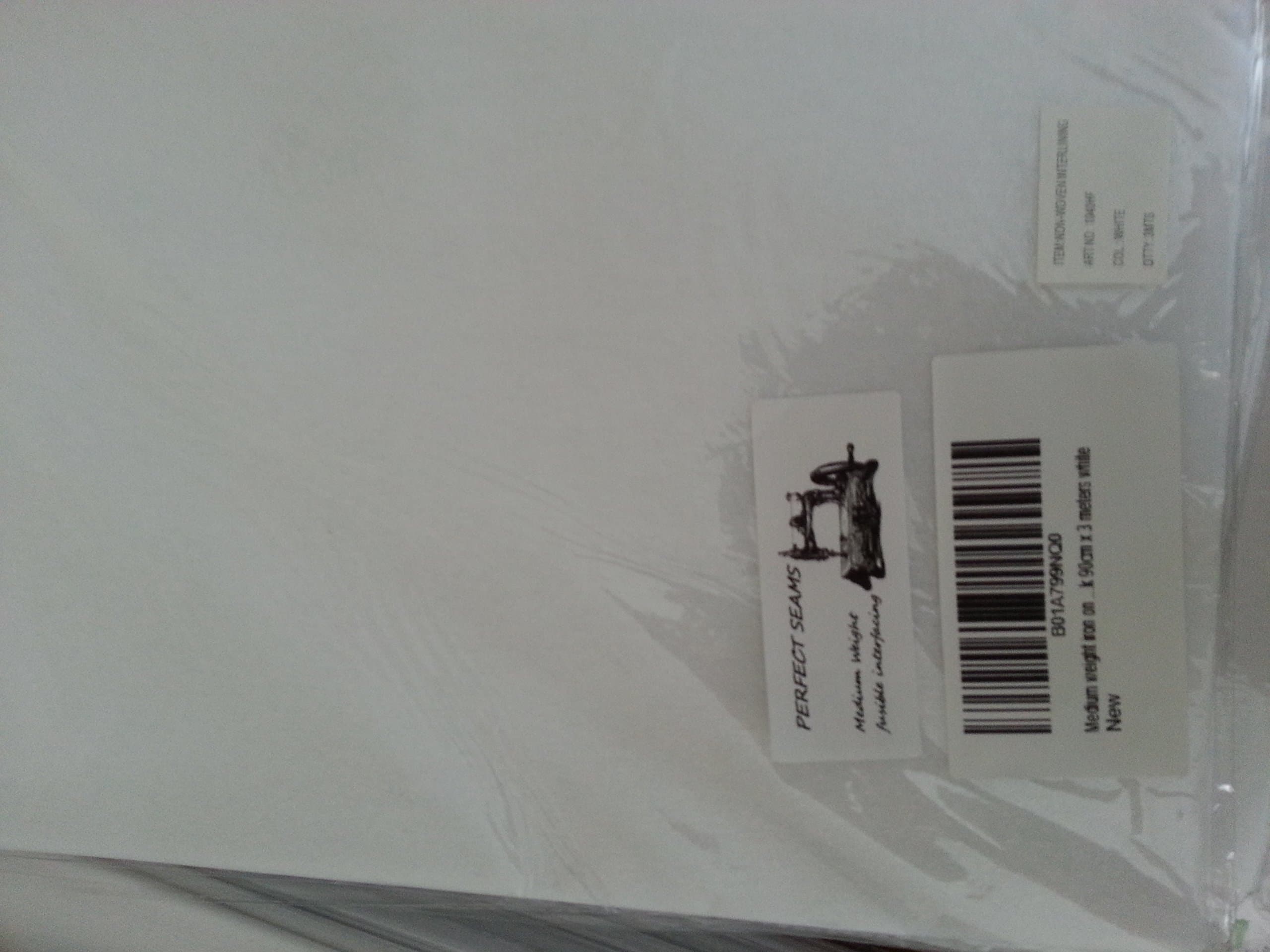 Medium weight iron on fabric interfacing interlining pack 90cm x 3 meters white