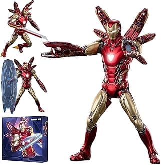 MK85Ironman(Deluxe Version) Action Figure-7inch Light with Chest and Eyes Metal Painting Collectable Model-20 Joints Movable with Multi Weapon Accessories Toys(1/10 Scale)