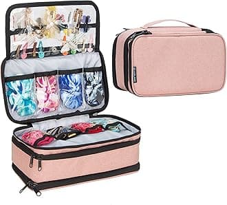 KISLANE Baby Girl Hair Accessories Storage Bag, Soft Headbands Holder, Barrette, Bows, Hair Ties, Pins, Clips Storage Bag for Girls, Baby Mittens Storage Travel Bag with Multi-Compartment