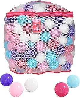 Click N' Play Phthalate Free BPA Free Crush Proof Plastic Ball, Pit Balls - 5 Pastel Colors in Reusable and Durable Storage Mesh Bag, 400 Count