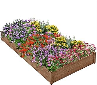 8×4ft Wooden Horticulture Raised Garden Bed Divisible Elevated Planting Planter Box for Flowers/Vegetables/Herbs in Backyard/Patio Outdoor, 93 x 48 x 10in, Dark Brown