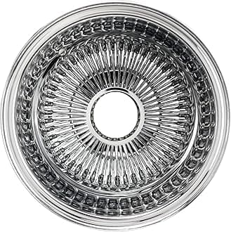 14x7 Reverse 100 Spoke Straight Lace Wire Wheel | Chrome Deep Dish Reverse Offset Knock Off Rim for Lowriders, Classic Cars, and Custom Builds | Single Wheel Only