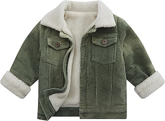 Toddler Boy Winter Thick Corduroy Coat Baby Boys Sherpa Lined Jacket Outwear