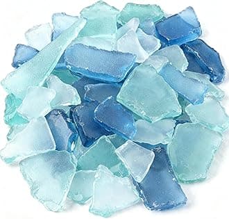 Jetec 11 oz Sea Glass for Crafts Pieces Seaglass Decor Flat Frosted Sea Glass Ornaments Vase Filler Crushed for Beach Wedding Party Decor Home Aquarium DIY Craft Supplies(Blue, White, Green)