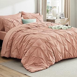 Bedsure Full Comforter Set Dusty Pink - Bed in a Bag Full Size Bedding Set 7 Pieces, GentleSoft™ Pintuck Bed Set Gift for Family, Pinch Pleat All Season Comforter with Sheets, Pillowcases & Shams