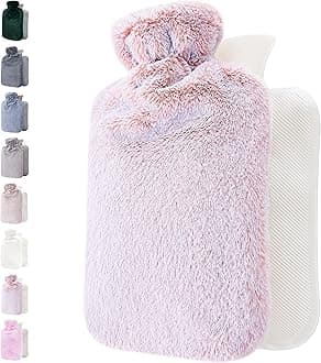 Hot Water Bottle - with Soft Premium Fleece Cover - Pink, 2L - Heating Pad for Menstrual Cramps and Period Comfort - Bed Foot Warmer - Hot & Cold Compress for Back, Stomach, Neck Pain Relief