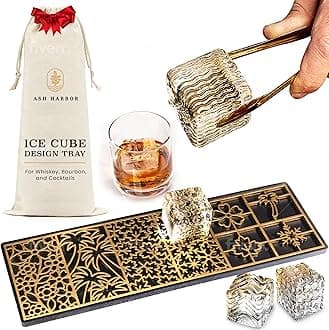 Ash Harbor Clear Ice Cube Tray - Modern Ice Cube Molds for Bourbon and Cocktails - Whisky Mold - Bartender Accessories - Copper Ice Press