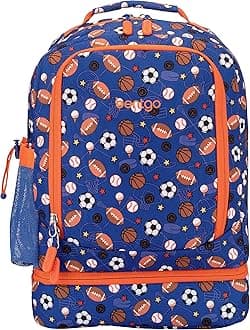 Kids 2-in-1 Backpack & Insulated Lunch Bag - Durable 16” Backpack & Lunch Container in Unique Prints for School & Travel - Water Resistant, Padded & Large Compartments (Sports)