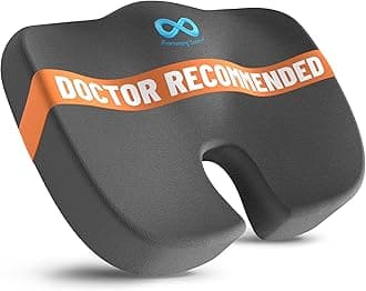 Doctor Recommended Memory Foam Seat Cushion for Office Chairs & Car - Ergonomic Office Desk Accessories - Cushions for Tailbone Pain Relief, Sciatica (Gray, Large)