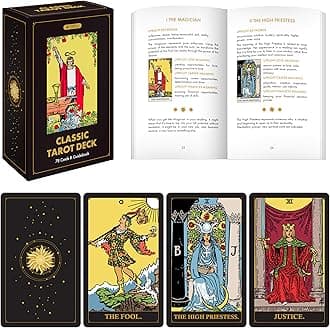 Wyspell Classic Tarot Cards for Beginners - Original Tarot Cards with Guide Book - Beginner Friendly - Traditional Tarot Deck (Dark)
