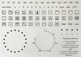 UK Replacement Oven Stickers. Black on Transparent PVC