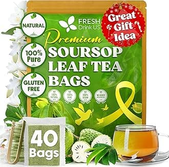 40 Premium Soursop Graviola Leaf Tea Bags, 100% Natural and Pure from Soursop Leaves, Handmade, Made With Natural Materials-Corn Fiber Tea Bag, Sugar/Caffeine/Gluten Free, Hoja Guanabana Tea