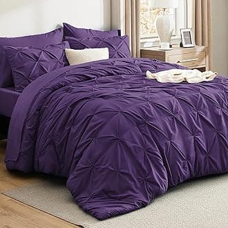 Bedsure California King Comforter Set - Cal King Bed Set 7 Pieces, Pinch Pleat Purple Cali King Bedding Set with Comforter, Sheets, Pillowcases & Shams