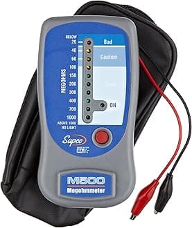 - Supco M500 Insulation Tester/Electronic Megohmmeter with Soft Carrying Case, 0 to 1000 megohms Black