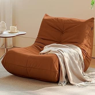 Bean Bag Chair, Fireside Chair Bean Bag Sofa for Adults, Bean Bag Chairs for Teens with High-Resilience Foam, Memory Foam & Non-Slip Base Bean Bag for Living Room, Bedroom, Office (Suede,Burnt Orange)