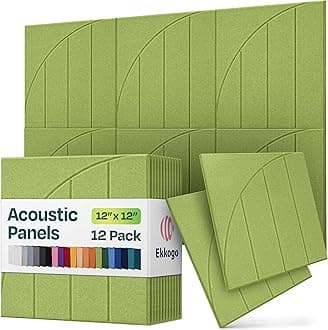 Acoustic Panels 12-Pack Soundproof Wall Panels 12"x12"x0.4" Decorative Sound Dampening for your Home, Office, Studio, Bedroom & More with Unique ModuArc Carving [Gin Green]