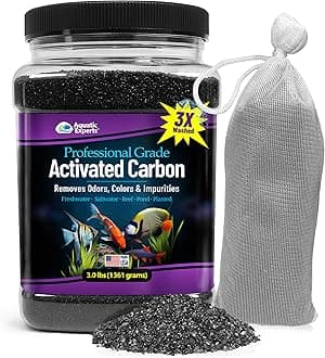 Premium Activated Carbon, Aquarium Carbon for Fish Tank Filter, Aquarium Filter Media, Granulated Charcoal for Fish Tanks, Activated Charcoal Bulk (3 lbs with Fine Mesh Bag)