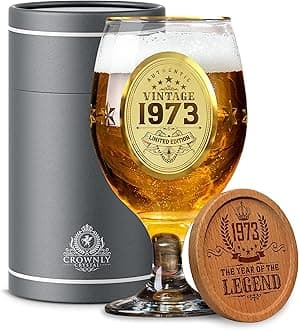 Kies®GIFT 1973 Beer Glass Gifts 50th Birthday Decorations Men Women Gift Beer Gifts For Men Happy Birthday Personalized Gifts 50th Birthday Decorations Women Vintage Decor Gift Ideas Beer Glasses