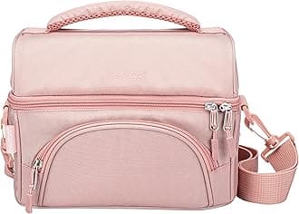 Bentgo Deluxe Lunch Bag - Durable and Insulated Lunch Tote with Zippered Outer Pocket, Internal Mesh Pocket, Padded and Adjustable Straps, & 2-Way Zippers - Fits All Bentgo Lunch Boxes (Blush)