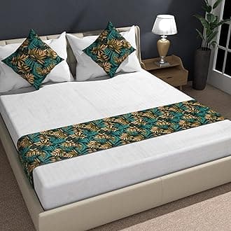 - Shri Anand Creations Digital Print Super Soft Fabric Bed Runner Scarf with Matching Cushion Covers/Slipcover Mattress Protector/Bed Linen Scarf/Decorative Set for Bedrooms/Hotel Rooms (Design-3)