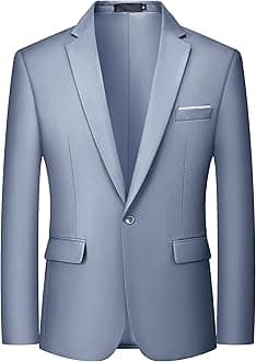 Men's One Button Blazer Casual Solid Color Suit Jacket Slim Fit Lightweight Sport Coats Blazers