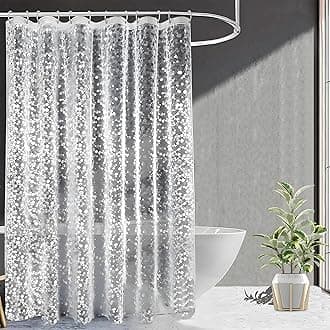 Shower Curtain (7 Feet) Bathroom Curtain | AC Curtains | PVC Waterproof Bathtub Curtain | 8 Rings Curtain | Bathroom Window Curtain | Stone Print | Transparent