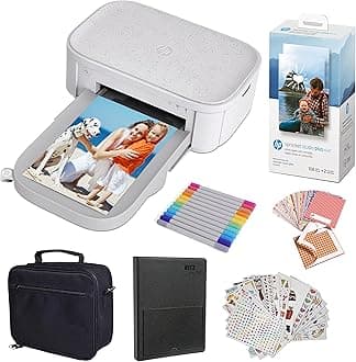 Sprocket Studio Plus 4x6” Instant Photo Printer – Bundle: Photo Album, Markers, Photo Paper, and Stickers.,White
