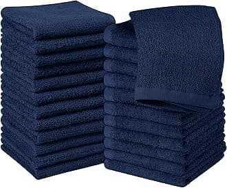 Utopia Towels Cotton Navy Washcloths Set - Pack of 24-100% Ring Spun Cotton, Premium Quality Flannel Face Cloths, Highly Absorbent and Soft Feel Fingertip Towels