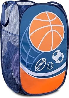 Collapsible Mesh Pop Up Laundry Hamper with Side Pocket – Breathable, Space-Saving, Foldable Clothes Basket for Laundry, Storage, Travel, Dorm, Sports, 24 Inch