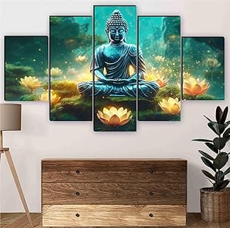 SAF Buddha Paintings for Wall Decoration - Set Of Five, 3d modern art Painting for Living Room Large Size with Frames for Home Decoration, Hotel, Office 127 cm x 75 cm SANFBL35452