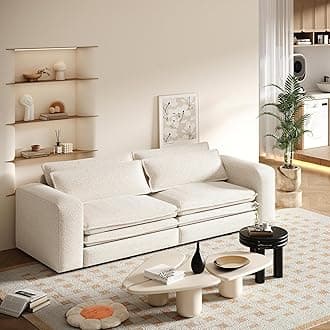 93.7" Pull Out Sofa Bed King Size with Pillows,3-in-1 Convertible Sleeper Couch,Teddy Upholstered 3 Seater Sofabed for Living Room,Beige