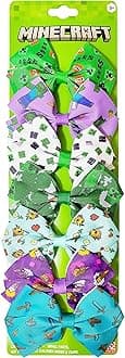 LUV HER Minecraft Kids Hair Bows - 7 Pcs 4 Inch Bundle - Hair Accessories Gift Set - Hair Bows for Kids - Multicolor Hair Clip with Alligator Clip - Ages 3 +