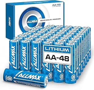 Allmax AA Maximum Power Lithium Batteries (48 Count) – Longest Lasting, Leakproof, 20-Year Shelf Life, Ultimate Performance, Perfect for Blink Security Cameras (1.5V)