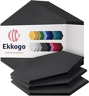 Acoustic Panels 12-Pack Soundproof Wall Panels 12"X10.4"X0.4" Sound Panels High Density Sound Dampening Panels - [Dark Gray Hexagon]