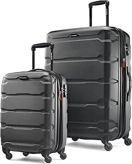 Omni PC Hardside Expandable Luggage with Spinner Wheels, Black, 2-Piece Set (20/28)