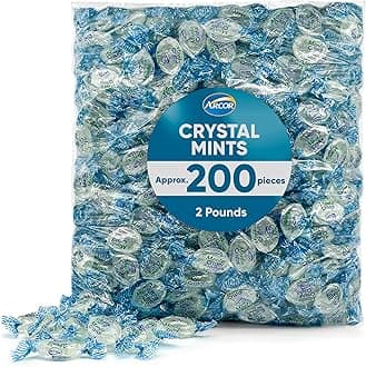 Crystal Mints Hard Candy - 2 Pounds Approx 200 Pieces - Blue Crystal Mints Hard Candy - Bulk Candy, Individually Wrapped Christmas Candy