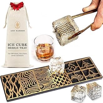 Ash Harbor Ice Cube Maker Transparent Modern Ice Molds for Bourbon and Cocktails in 5 Seconds Whiskey Shape Cube Stamp Bartender Accessories Copper Ice Press Cocktails by Ash Harbor