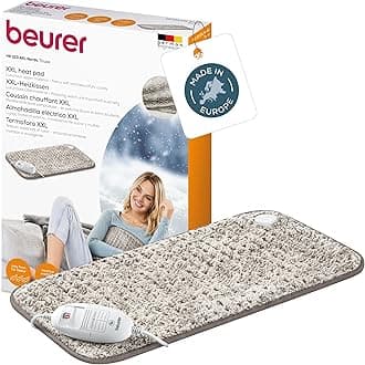 Heating Pad HK 123 XXL Nordic, cosy heat pad with 3 temperature settings and automatic switch-off, machine washable, made in Europe, XXL size 60 x 30 cm, faux fur appearance