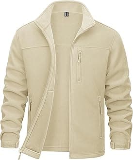 MAGCOMSEN Men's Winter Zip Up Polar Fleece Jacket Athletic Tactical Hiking Outdoor Jackets with 3 Pockets