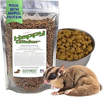 Food for Happy Gliders - High Protein, Calcium, Vitamins and Minerals, Complete Nutrition for Small Animals and Exotic Pets, 2 Months Supply - Fruity, 1.5 lbs