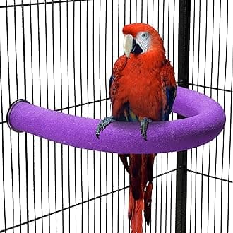U Shape Parrot Perch Stand Pet Toy Bird Platform Sand Paw Grinding Clean Stick Cage Exercise Conure Budgie Cockatiel Accessories (Purple Large)