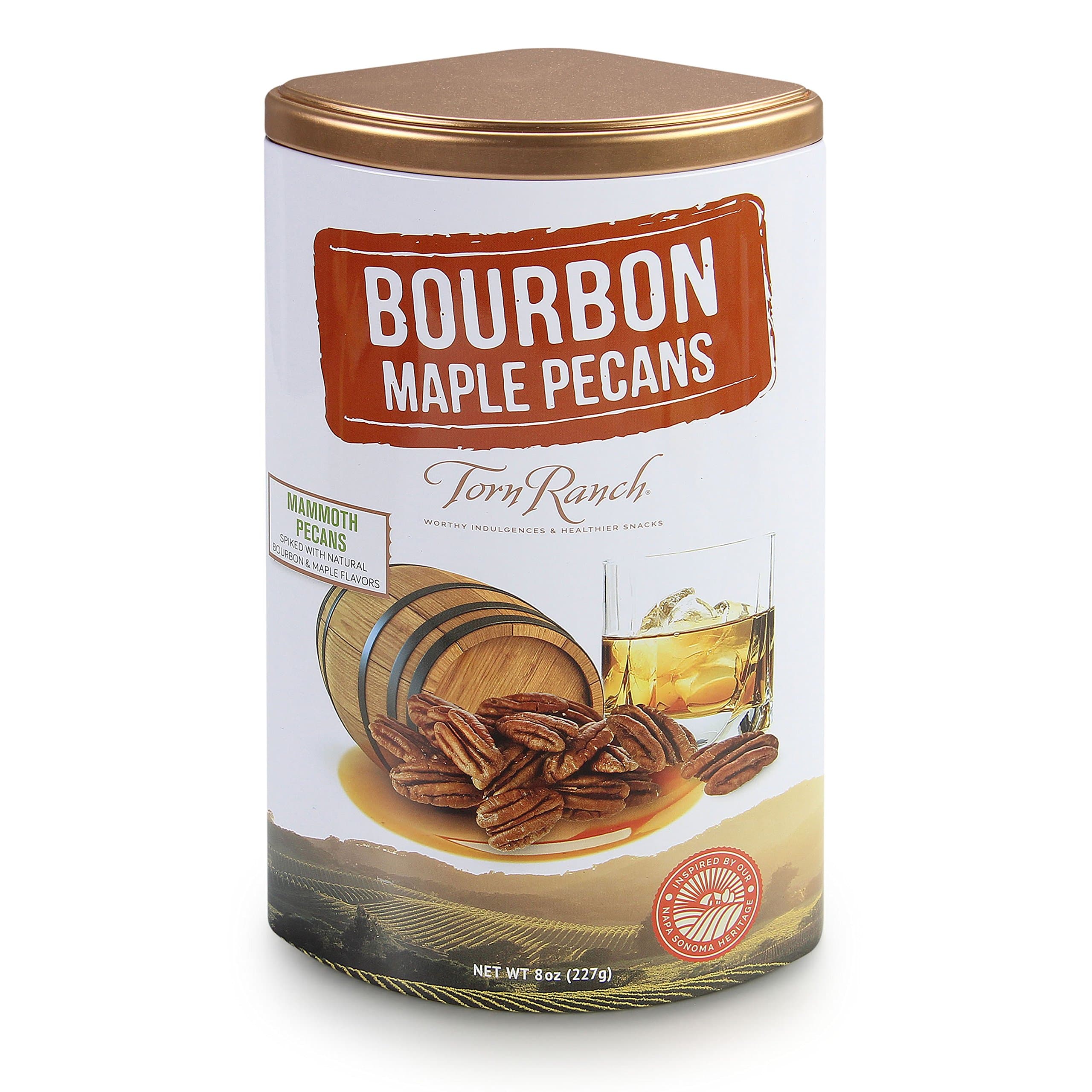 Torn Ranch Bourbon Maple Pecans Cocktail Nuts | Gift Tin Collection | Natural, Non-GMO and Kosher Snacks | Gift Nuts | Whiskey Pecans | Product of USA